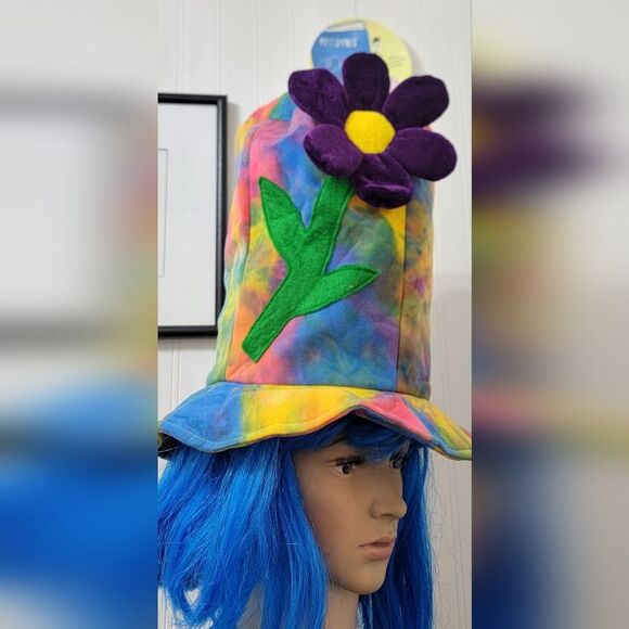 Other - NEW Colorful Tie-Dye Hat with Flowers